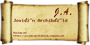 Jovián Archibáld névjegykártya
